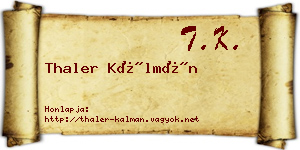 Thaler Kálmán névjegykártya